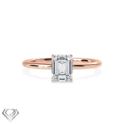 Solitaire lab diamond ring emerald cut stone