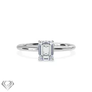 Solitaire lab diamond ring emerald cut stone