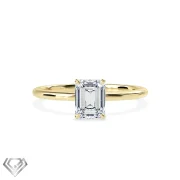 Solitaire lab diamond ring emerald cut stone