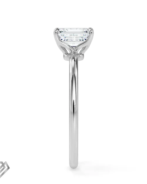 Solitaire lab diamond ring emerald cut stone