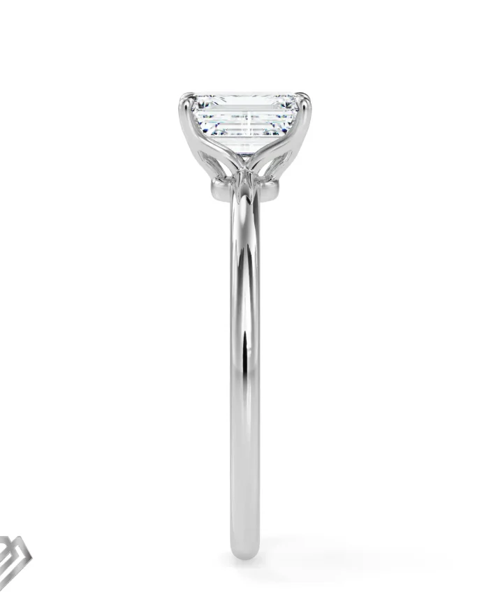 Solitaire moissanite ring emerald cut stone