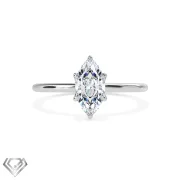 Solitaire lab diamond ring marquise cut stone