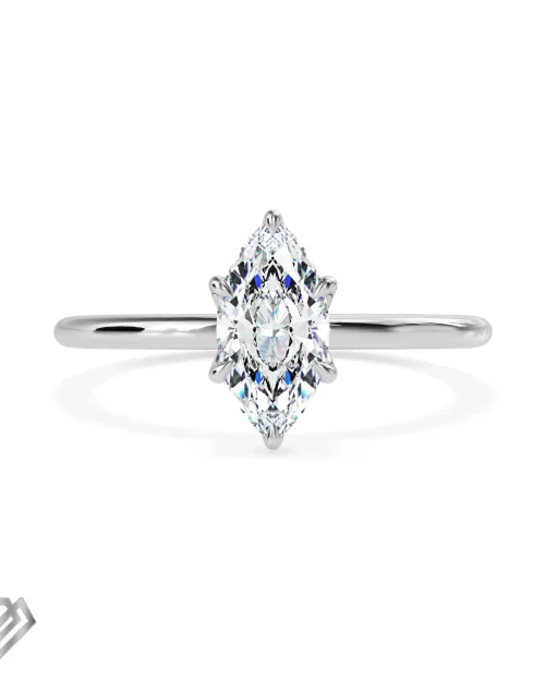 Solitaire lab diamond ring marquise cut stone