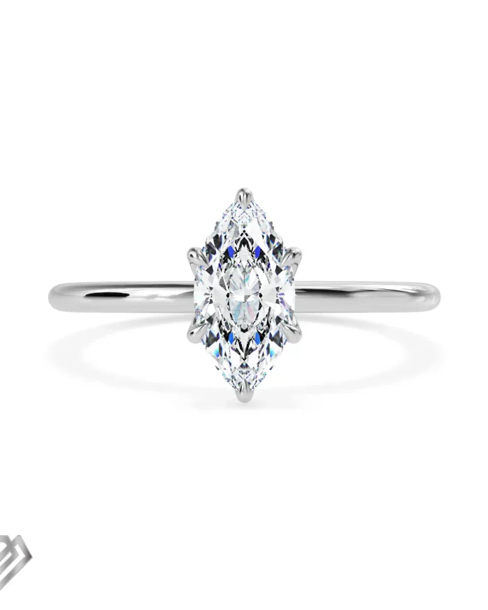 Solitaire moissanite ring marquise cut stone