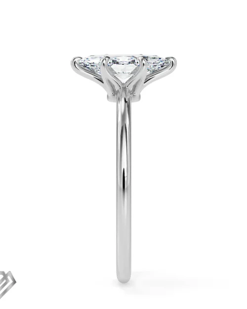 Solitaire lab diamond ring marquise cut stone
