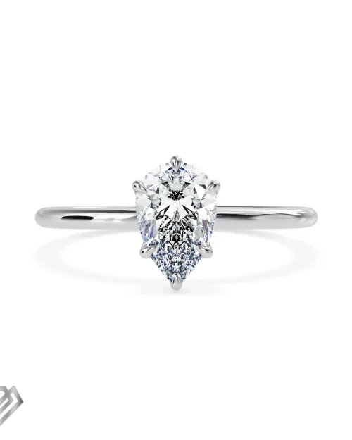 Solitaire lab diamond ring pear shaped stone