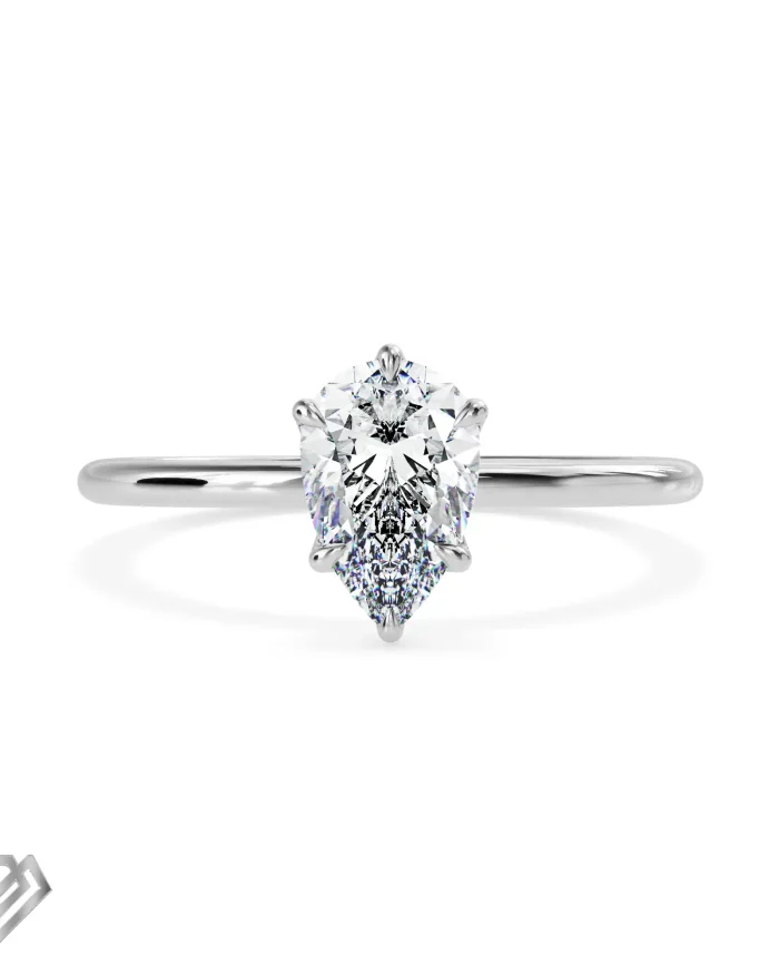 Solitaire moissanite ring pear shaped stone