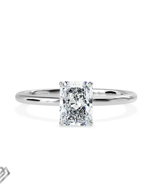 Solitaire moissanite ring radiant cut stone