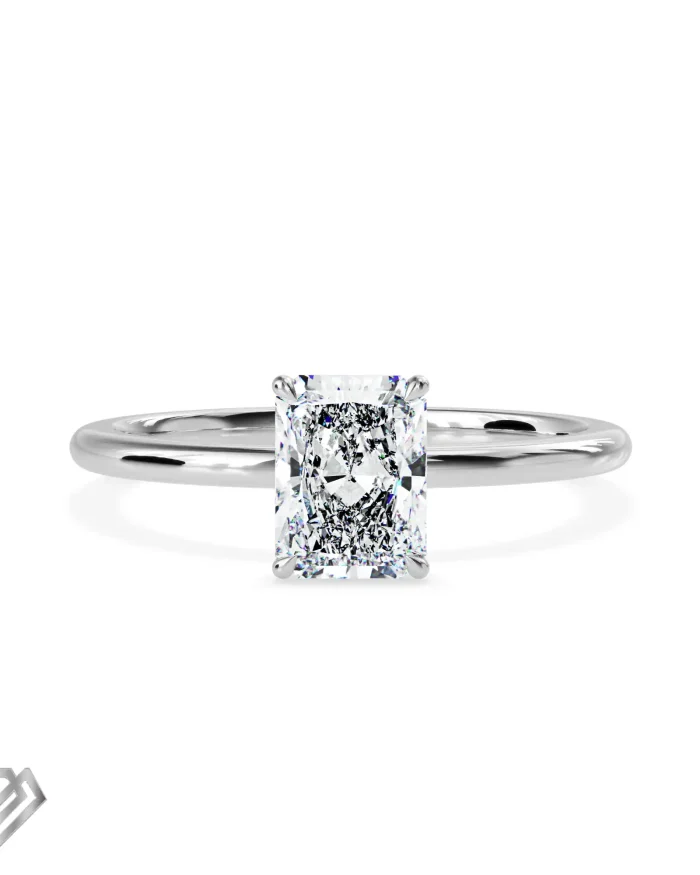 Solitaire moissanite ring radiant cut stone