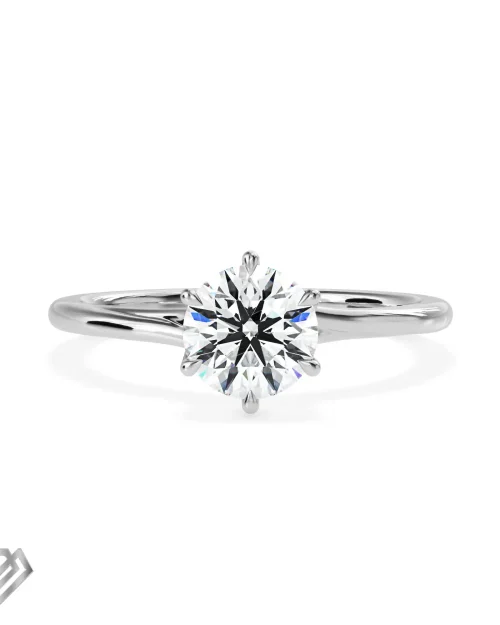 Solitaire moissanite ring brilliant cut stone six claws