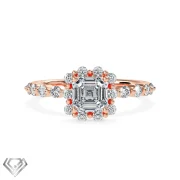 Halo lab diamond ring emerald cut stone 10 rbc