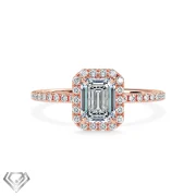 Halo lab emerald cut stone 32 rbc