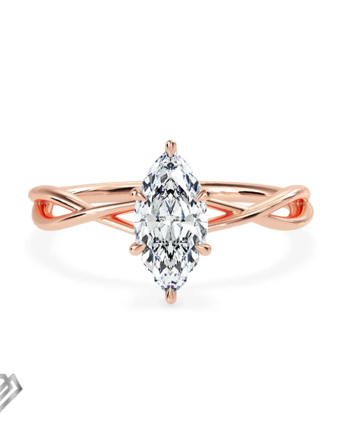 Twisted moissanites ring marquise stone