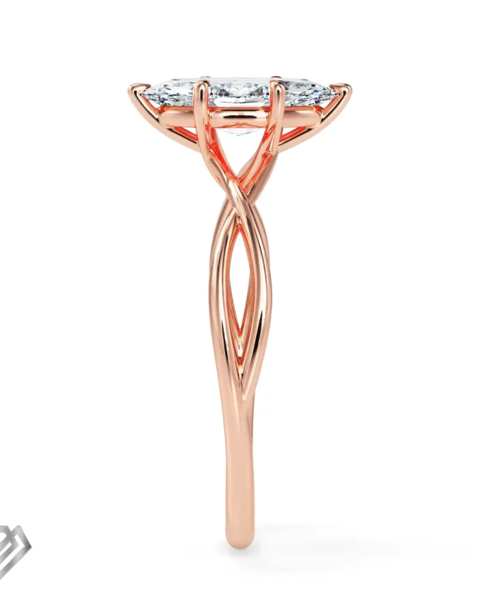 Twisted moissanites ring marquise stone