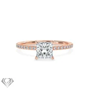 Pave lab diamond ring princess cut stone 20 rbc