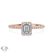 Hidden Halo moissanite ring emerald cut stone