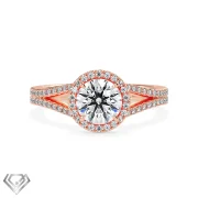 Halo moissanite ring round brilliant cut stone 104 rbc