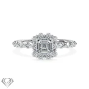 Halo lab diamond ring emerald cut stone 10 rbc