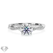 Pave moissanite ring round brilliant stone