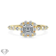 Halo lab diamond ring emerald cut stone 10 rbc
