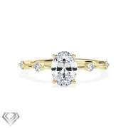 Pave lab diamond ring oval cut 8 rbc stones
