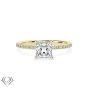 Pave lab diamond ring princess cut stone 20 rbc