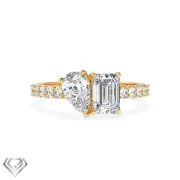 J Lo lab diamond ring radiant and pear cut stone