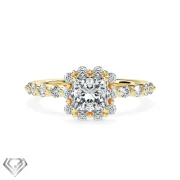 Halo lab diamond ring radiant cut stone