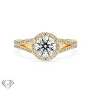 Halo moissanite ring round brilliant cut stone 104 rbc
