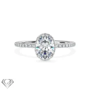 Hidden Halo oval lab diamond cut stone