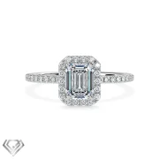 Halo lab emerald cut stone 32 rbc