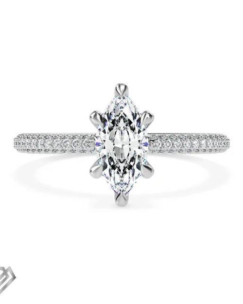 Hidden halo moissanite marquise cut stone