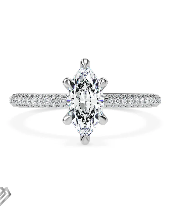 Hidden halo moissanite marquise cut stone