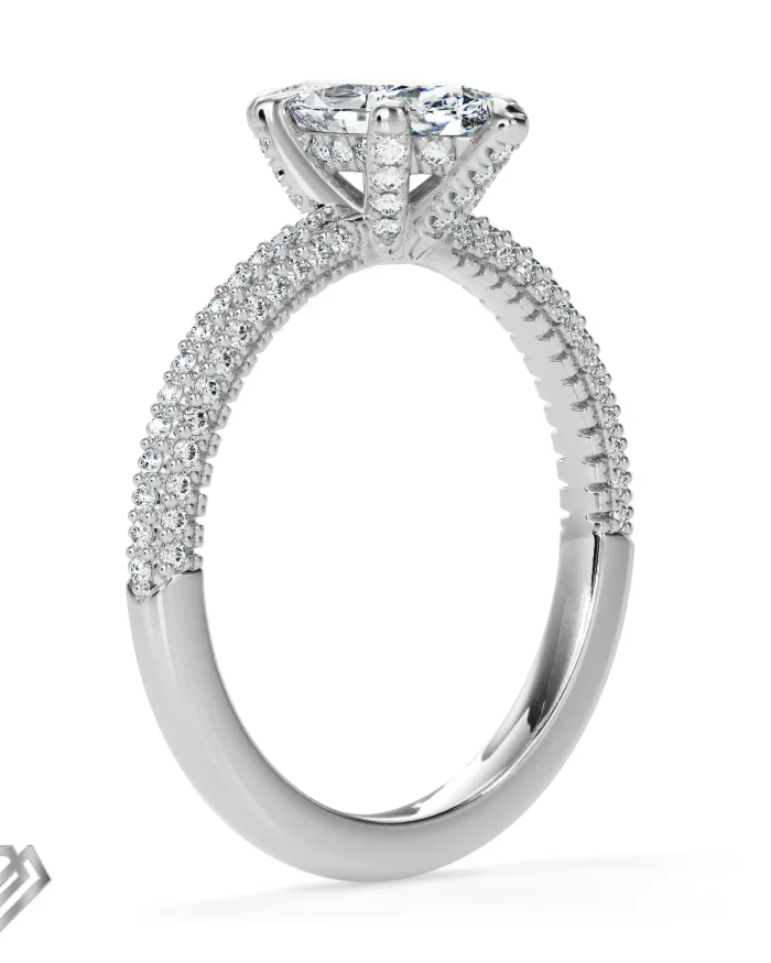 Hidden halo moissanite marquise cut stone