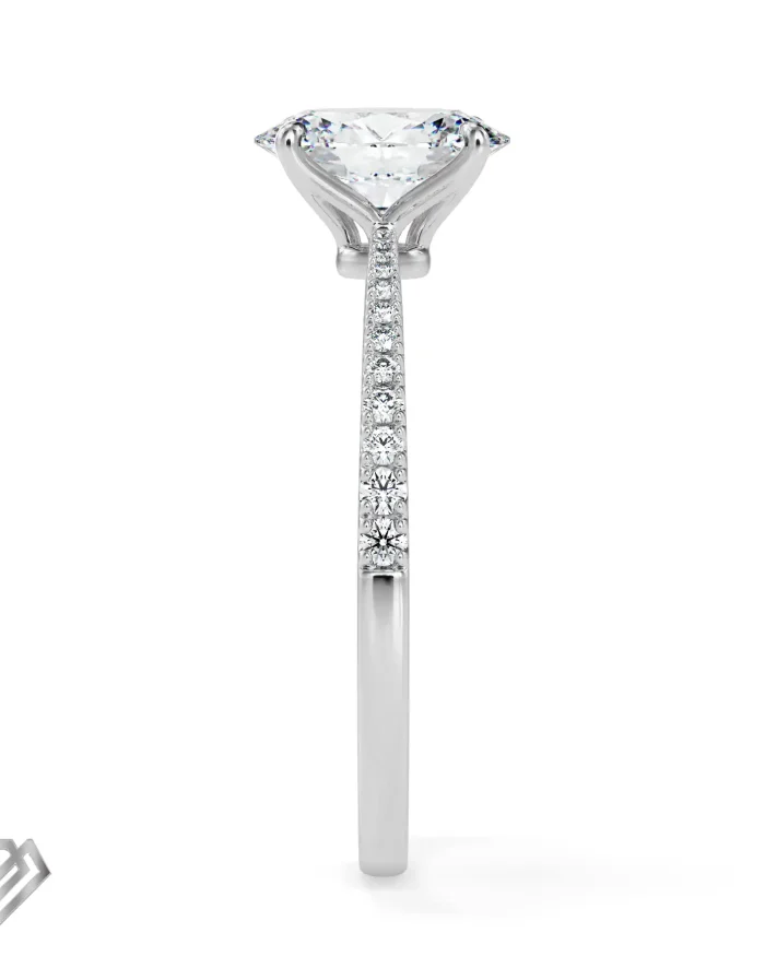 Pave lab diamond ring oval cut stone 22 rbc