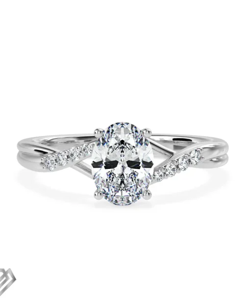 Pave moissanite ring oval cut stone 8 rbc