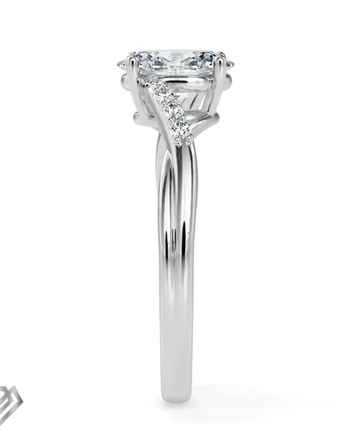 Pave lab diamond ring oval cut stone 8 rbc