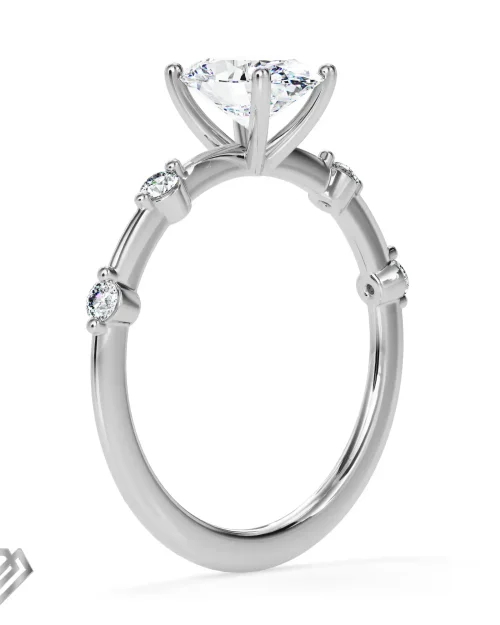 Pave lab diamond ring oval cut 8 rbc stones