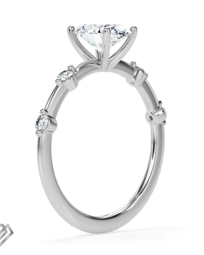 Pave lab diamond ring oval cut 8 rbc stones