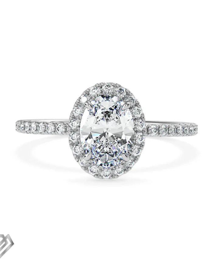 Halo moissanite ring oval cut stone 32 rbc