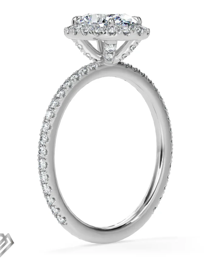 Halo moissanite ring oval cut stone 32 rbc