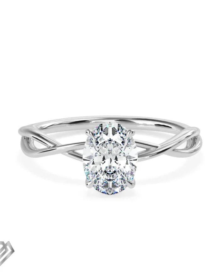 Twisted moissanites ring oval shaped