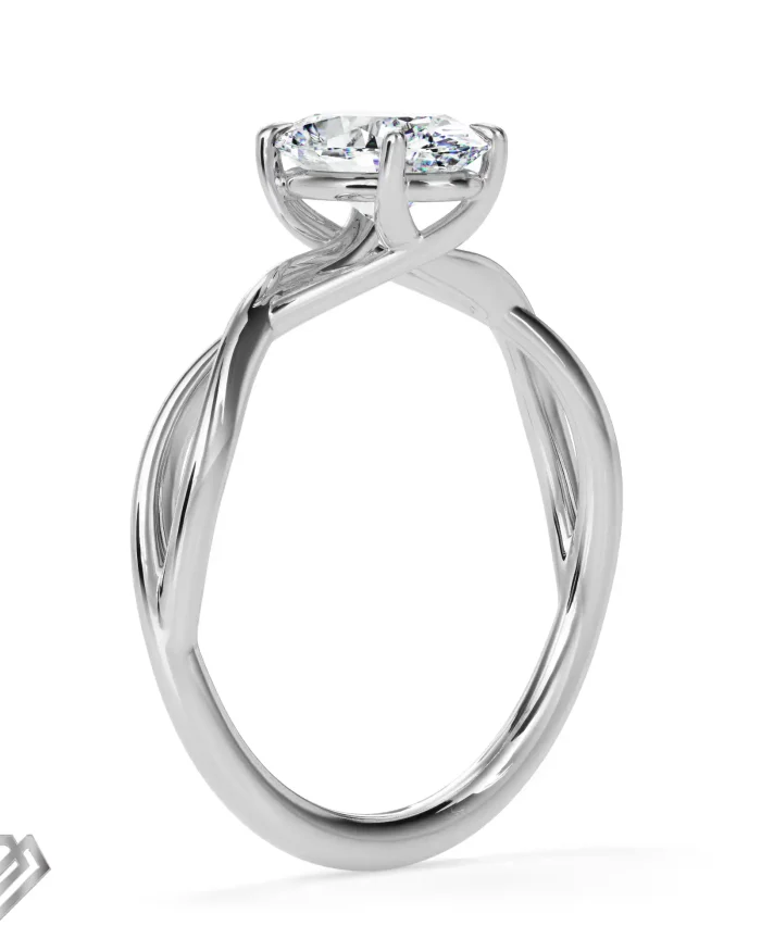 Twisted moissanites ring oval shaped