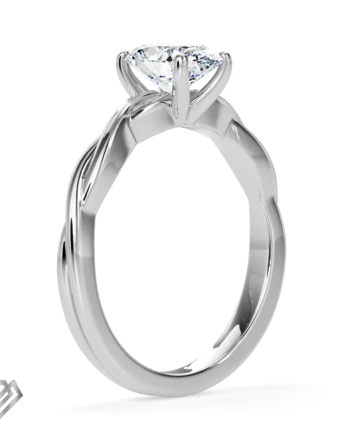 Twisted moissanites ring oval shaped double band