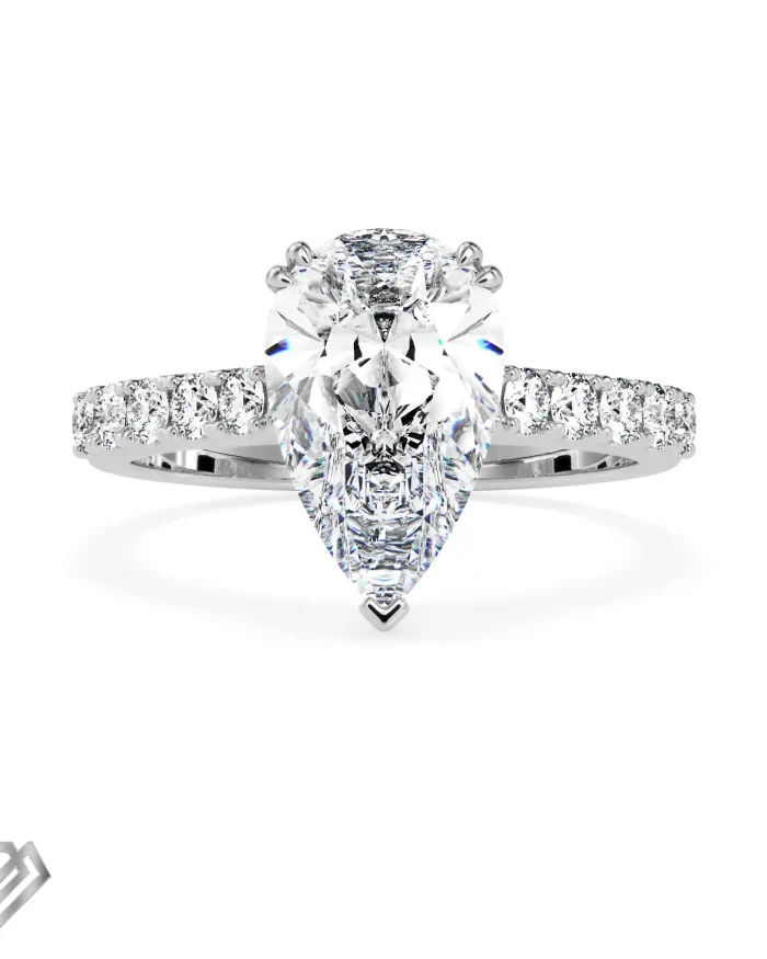 Lady Gaga lab diamond ring pear cut stone