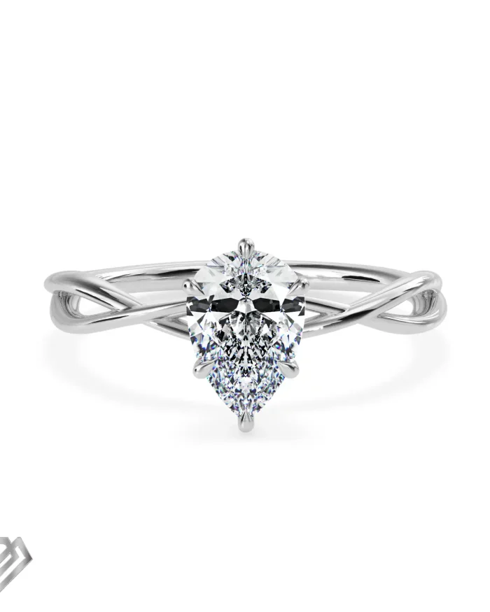 Twisted moissanite ring pear shaped