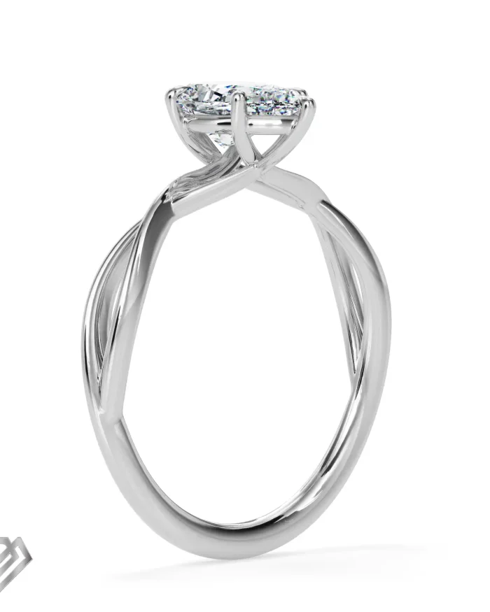 Twisted moissanite ring pear shaped