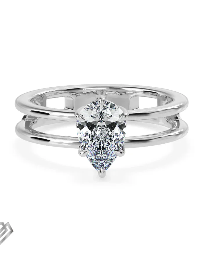 Twisted moissanite ring pear shaped wide band