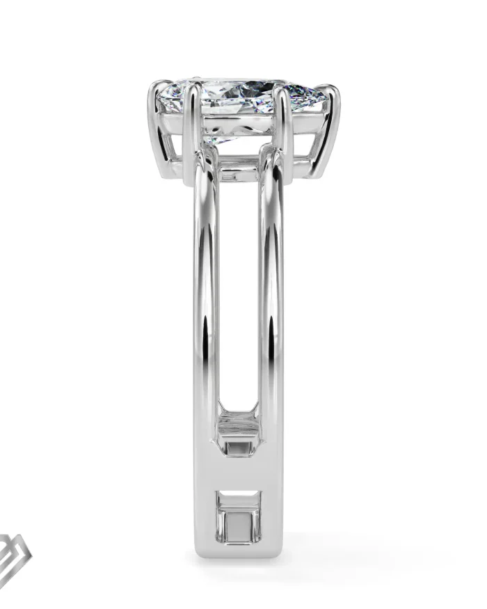 Twisted moissanite ring pear shaped wide band