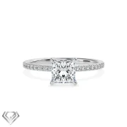 Pave lab diamond ring princess cut stone 20 rbc